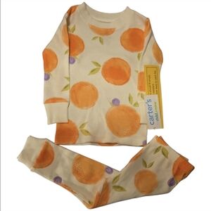 Carter's Orange and Cream Pajama 2 Piece Set-Size 12mos NWT